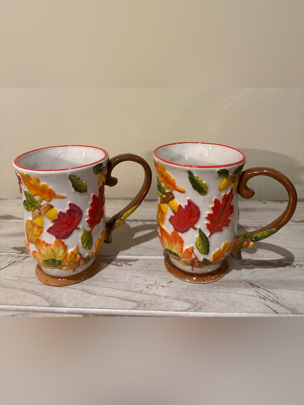 Temp-tations by Tara Harvest Figural Leaf Mugs - Set of 2 - 12oz